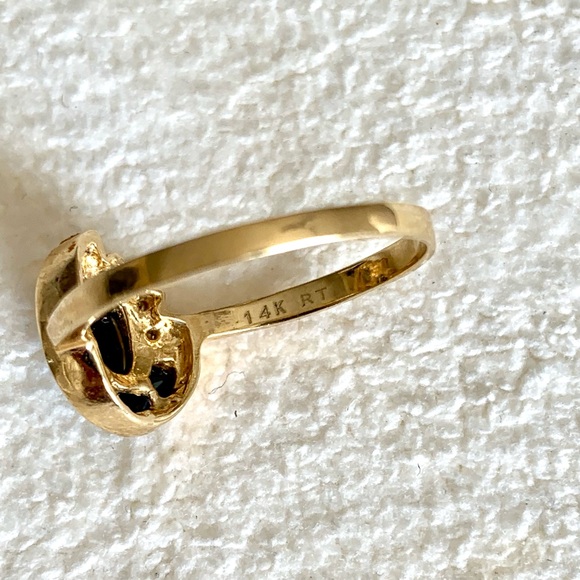 14K SOLID GOLD GENUINE 1.2CT SAPPHIRE & DIAMONDS RING - Picture 3 of 13